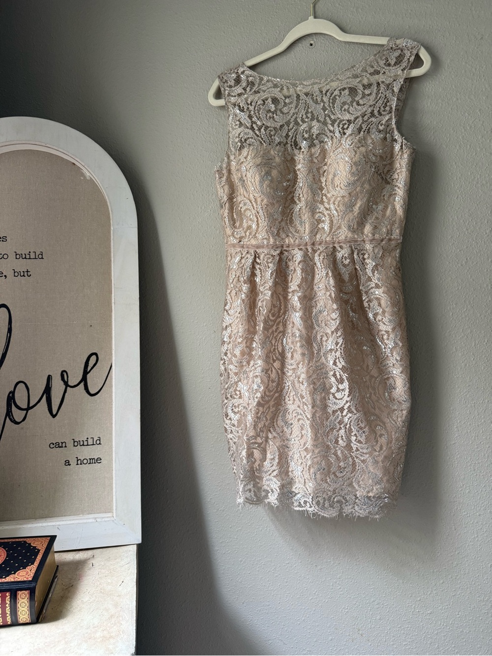 Jenny Yoo Lace Overlay Dress in Champagne